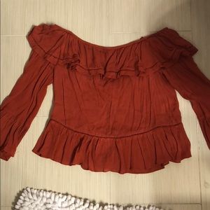 NEW OFF THE SHOULDER BURNT ORANGE SHIRT